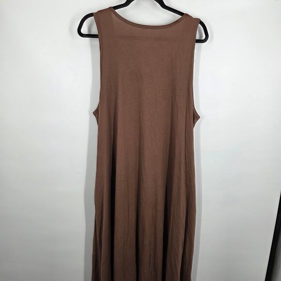 Soft Surroundings 2X Brown Maxi Dress Pima Cotton Modal Blend Tank Style Capsule - Picture 7 of 7